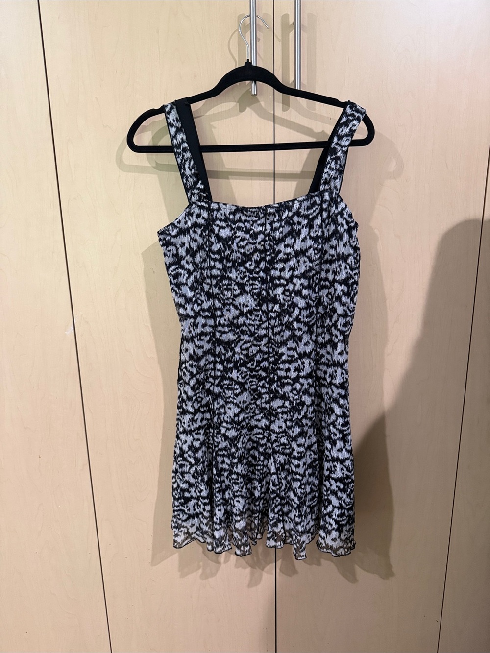 Square-Neck Black & White Patterned Mini Dress - Women